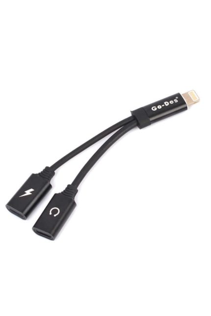 Go Des Gd-uc11 Dual Lightning Headphone Audio & Charge Adapter