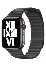 Apple Watch 2 3 4 5 6 Se 42mm 44mm Uyumlu Kordon Kayış Bileklik Leather Deri Loop Band Black Solo