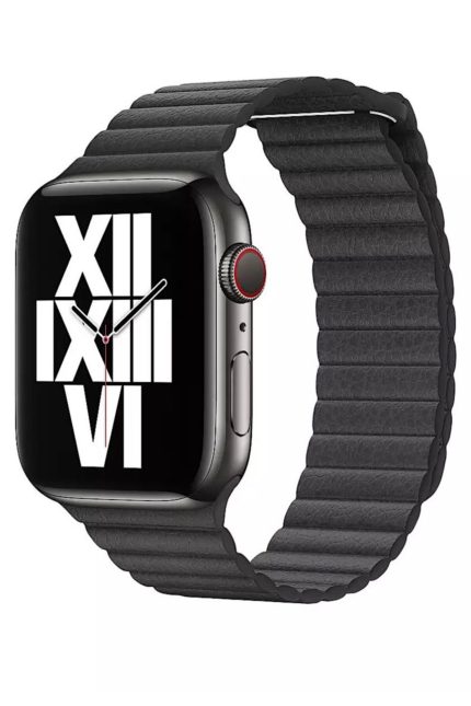 Apple Watch 2 3 4 5 6 Se 42mm 44mm Uyumlu Kordon Kayış Bileklik Leather Deri Loop Band Black Solo