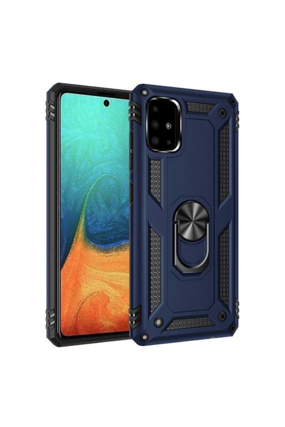0_org_zoom Samsung A51 Vega Silikon Tam Korumalı Yüzüklü Araç Tutucu Destekli Kılıf Armor Stand - Görsel 1