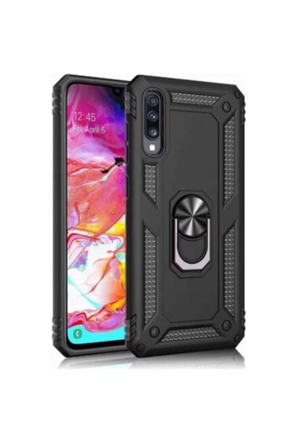 Samsung A70 Vega Silikon Tam Korumalı Yüzüklü Araç Tutucu Destekli Kılıf Armor Stand