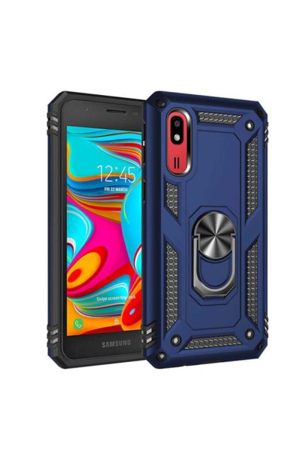 Samsung A2 Core Vega Silikon Tam Korumalı Yüzüklü Araç Tutucu Destekli Kılıf Armor Stand