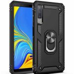 Samsung A7 2018 Vega Silikon Tam Korumalı Yüzüklü Araç Tutucu Destekli Kılıf Armor Stand