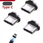 3 Adet Plug Type C Usb Yedek Başlık Işıklı Mıknatıslı Şarj Kablo Plug Manyetik Başlık Dönüştürücü