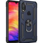 Xiaomi Redmi Note7 Vega Silikon Tam Korumalı Yüzüklü Araç Tutucu Destekli Kılıf Armor Stand