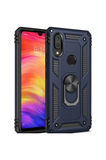 Xiaomi Redmi Note7 Vega Silikon Tam Korumalı Yüzüklü Araç Tutucu Destekli Kılıf Armor Stand