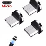3 Adet Plug Mikro Usb Yedek Başlık Işıklı Mıknatıslı Şarj Kablo Plug Manyetik Başlık Dönüştürücü