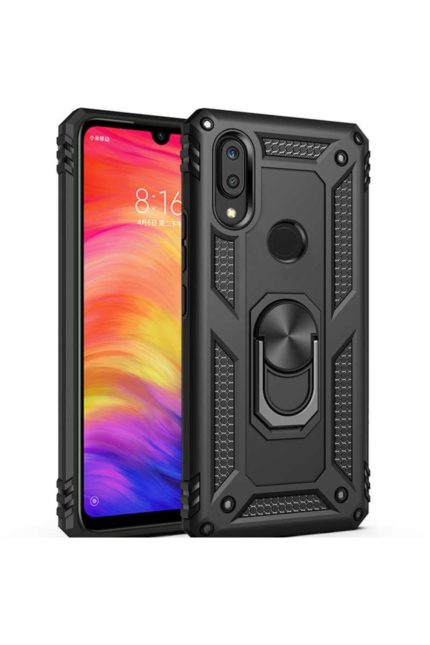 Huawei Y7 2019 Vega Silikon Tam Korumalı Yüzüklü Araç Tutucu Destekli Kılıf Armor Stand