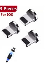 3 Adet Plug Iphone Usb Yedek Başlık Işıklı Mıknatıslı Şarj Kablo Plug Manyetik Başlık Dönüştürücü