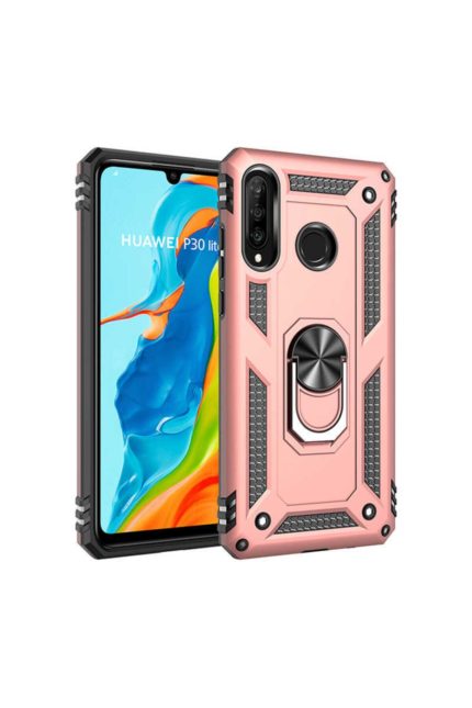Huawei P30lite Vega Silikon Tam Korumalı Yüzüklü Araç Tutucu Destekli Kılıf Armor Stand