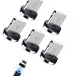 5 Adet Plug Iphone Usb Yedek Başlık Işıklı Mıknatıslı Şarj Kablo Plug Manyetik Başlık Dönüştürücü