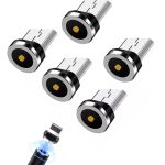 5 Adet Plug Micro Usb Yedek Başlık Işıklı Mıknatıslı Şarj Kablo Plug Manyetik Başlık Dönüştürücü