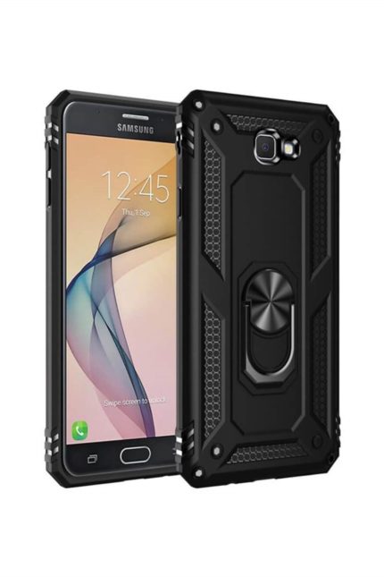 Samsung J7 Prime Vega Silikon Tam Korumalı Yüzüklü Araç Tutucu Destekli Kılıf Armor Stand