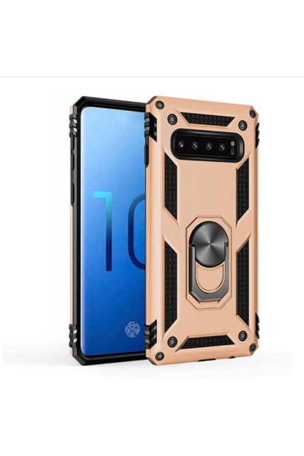 Samsung S10 Vega Silikon Tam Korumalı Yüzüklü Araç Tutucu Destekli Kılıf Armor Stand
