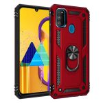 Samsung M30s Vega Silikon Tam Korumalı Yüzüklü Araç Tutucu Destekli Kılıf Armor Stand