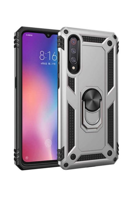 Xiaomi Mi 9 Vega Silikon Tam Korumalı Yüzüklü Araç Tutucu Destekli Kılıf Armor Stand