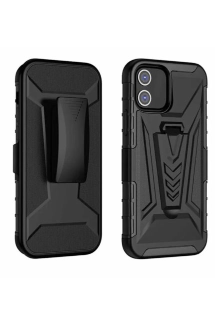 Iphone 12 6.1inç Kılıf Standlı Extreme Spor Dağcılar Vip Ultra Zırhlı Kemer Klipsli 3 Kat Koruma