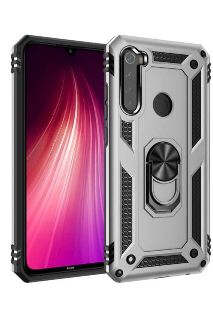 Xiaomi Note 8 Tam Koruma Silikon Kılıf Ve Yüzüklü 360 Derece Standı Araç Tutucu Metal Parça