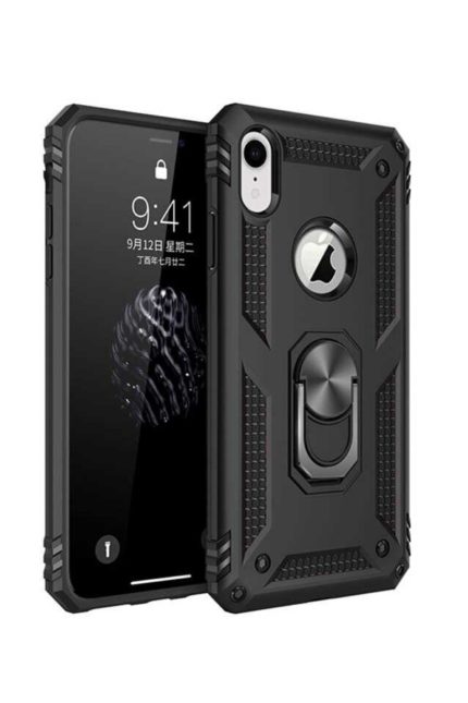 Iphone Xr Tam Koruma Silikon Kılıf Ve Yüzüklü 360 Derece Standı Araç Tutucu Metal Parça