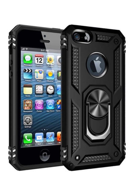 Iphone 5 5s 5se Tam Koruma Silikon Kılıf Ve Yüzüklü 360 Derece Standı Araç Tutucu Metal Parça