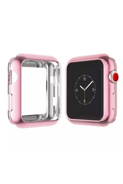 Apple Watch 1 2 3 4 5 6 Se Serisi ( 42mm ) 360 Tam Koruma Silikon Kılıf Premium Renk:gold Rose