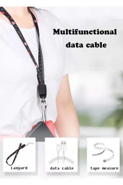 Dünyanın En Ince Micro Usb Data Hızlı Şarj Kablo Boyun Askılı Anahtarlıklı 3.0a 65wat Renk Siyah