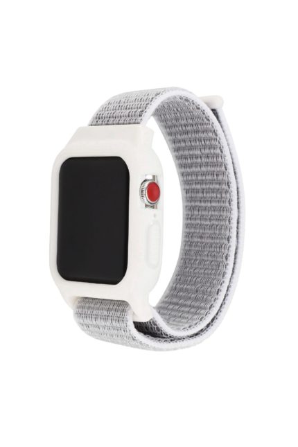 Apple Watch 1 2 3 4 5 6 Se 42 44mm Kordon Kayış Nano Ipek Örme 360derece Koruma Silikon Kılıf