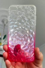 Iphone 7plus / 8plus Süslü Şeffaf Transparan 6d Prizma Görünümlü Yapay Taşlı Silikon Kılıf