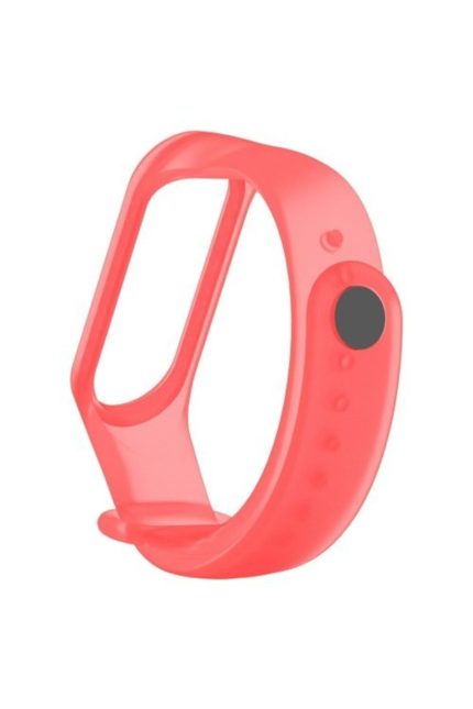 Xiaomi Mi Band 5 Akıllı Bileklik Kordon Kayış Şeffaf Kırmızı Renk