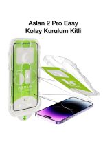 İphone 16 Aslan 2 Pro Easy Kolay Kurulum Kitli Ekran Koruyucu Kırılmaz Cam Anti-Statik 2