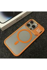 iphone 14ProMax Uyumlu Kılıf  Standlı -Metal Alaşımlı -Mag safe-Boyası Geçmeyen-Sararmayan Kap