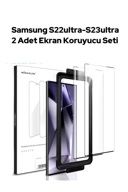 Samsung S22 Ultra - S23 Ultra Aslan 2 Pro uyumlu 2 Adet Ekran Koruyucu Kavisli Temperli Cam