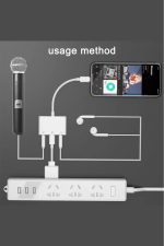 iphone Lightning to Mikrofon Kulaklık Çevirici Canlı Yayın Hızlı Şarj Portu Ses hd Mikrofon Adaptörü - Görsel 3