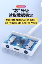 iphone Lightning to Mikrofon Kulaklık Çevirici Canlı Yayın Hızlı Şarj Portu Ses hd Mikrofon Adaptörü - Görsel 8