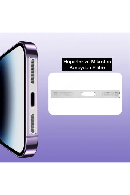 İphone 15-15Pro-15ProMax-12-13-14-13Pro Toz ve Kir Önleyici Filtre Mikrofon , Hoparlör, Şarj Koruma