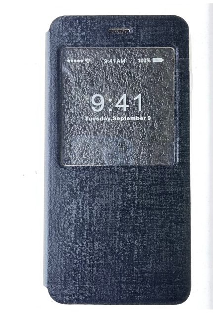 Iphone 6plus / 6splus Kapaklı Lüx Kılıf Kapak Üstünden Menü Görünümlü Kutulu Vakumlu Antrasit Siyah