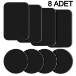 Manyetik Telefon Tutucular 8 Adet Metal Plaka Seti Siyah (4 Daire 40mm 4 Dikdörtgen 45/65mm)