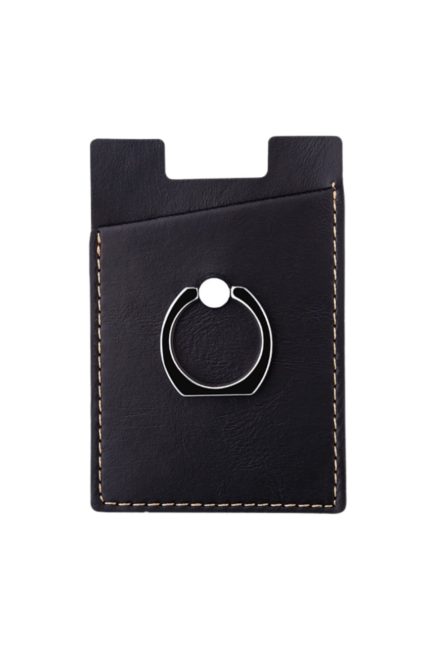 Tüm Telefon Kılıflarına Uyumlu Deri Siyah Unisex Kredi Kartlık+telefon Yüzügü Stand +mıknatıs Tutucu