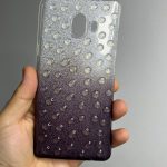 Samsung Galaxy C10 Plus Silikon Şeffaf Kılıf Bubble Airbag9d Damla Darbe Emicili Simli Baskılı Kapak