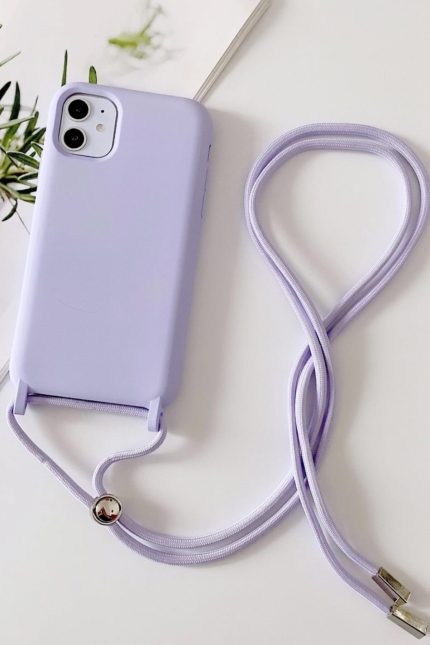 Iphone 11 Uyumlu Lansman Kılıf İçi Kadife Liquid Silikon + İpli Boyun Askılı 360 Gövde Korumalı