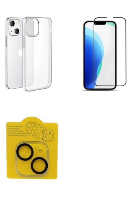 Iphone 13 Uyumlu Şeffaf Kılıf Ekran Koruyucu Kırılmaz Cam Kamera Lens Koruyucu