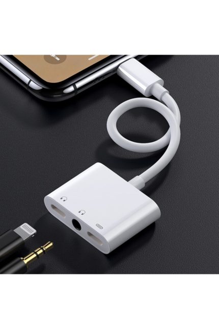 Iphone 14 13pro 12 11 X 8 7plus Ipad Aux 3in1 Kulaklık Şarj Çevirici Dönüştürücü Çoğaltıcı Kablo