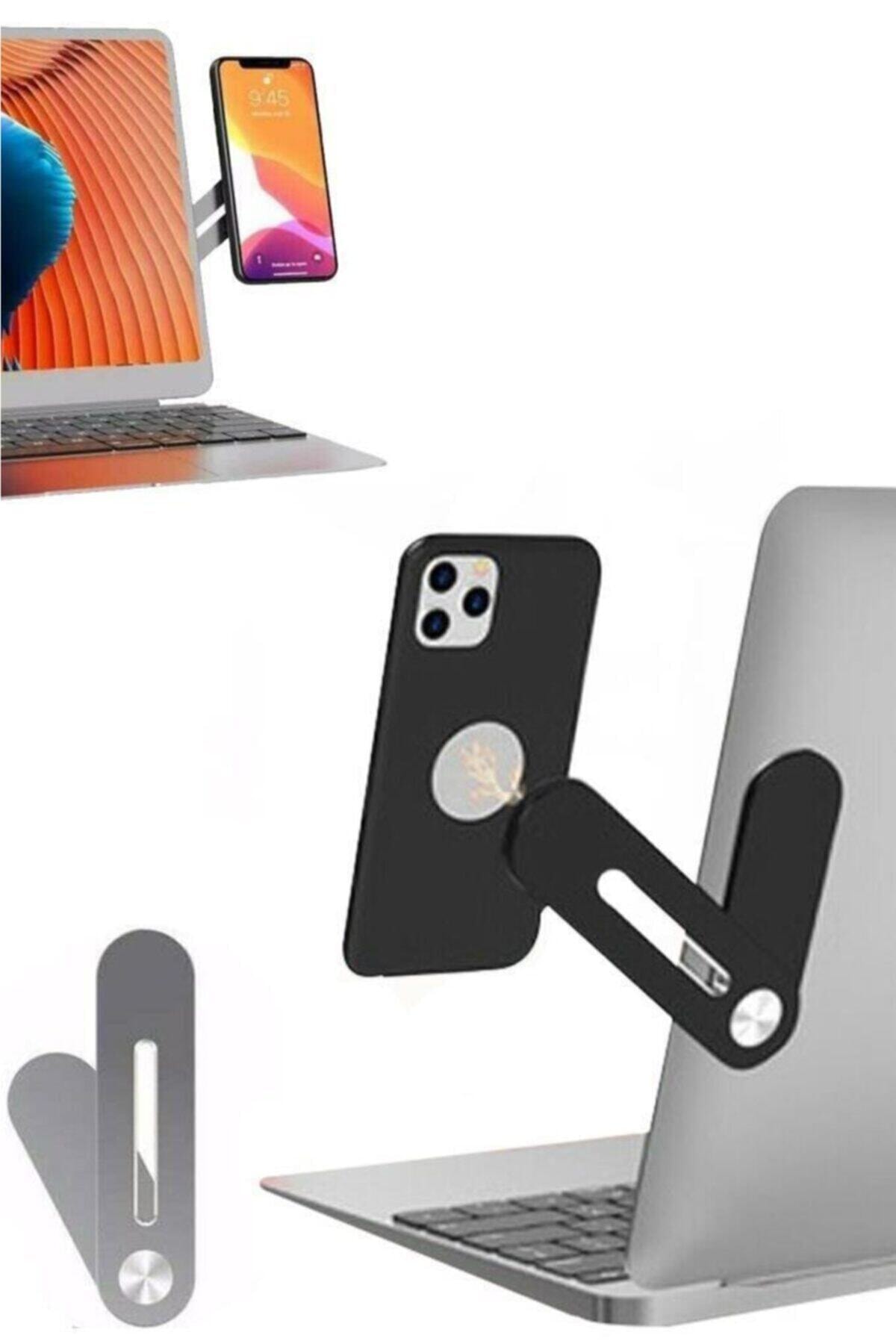 1_org_zoom Manyetik Laptop Masaüstü Bilgisayar Cep Telefonu Tutucu Stant - Görsel 1