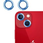 Iphone 13 /13mini Uyumlu Kamera Lens Koruyucu Çelik Halka Hd 9d Kırılmaz Cam Renk Mavi Çerçeveli