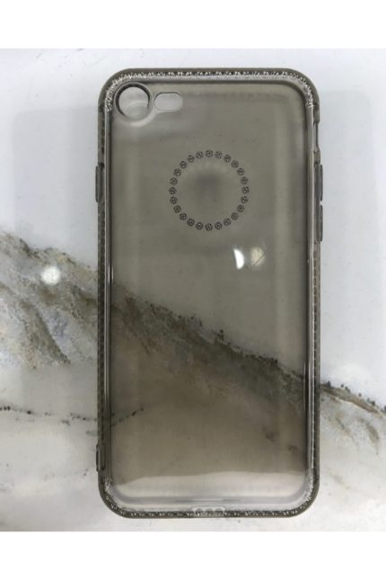 Iphone 7 8 Se Uyumlu Yapay Swarovski Taşlı Telefon Silikon Şeffaf Desenli Kamera Korumalı Kılıf