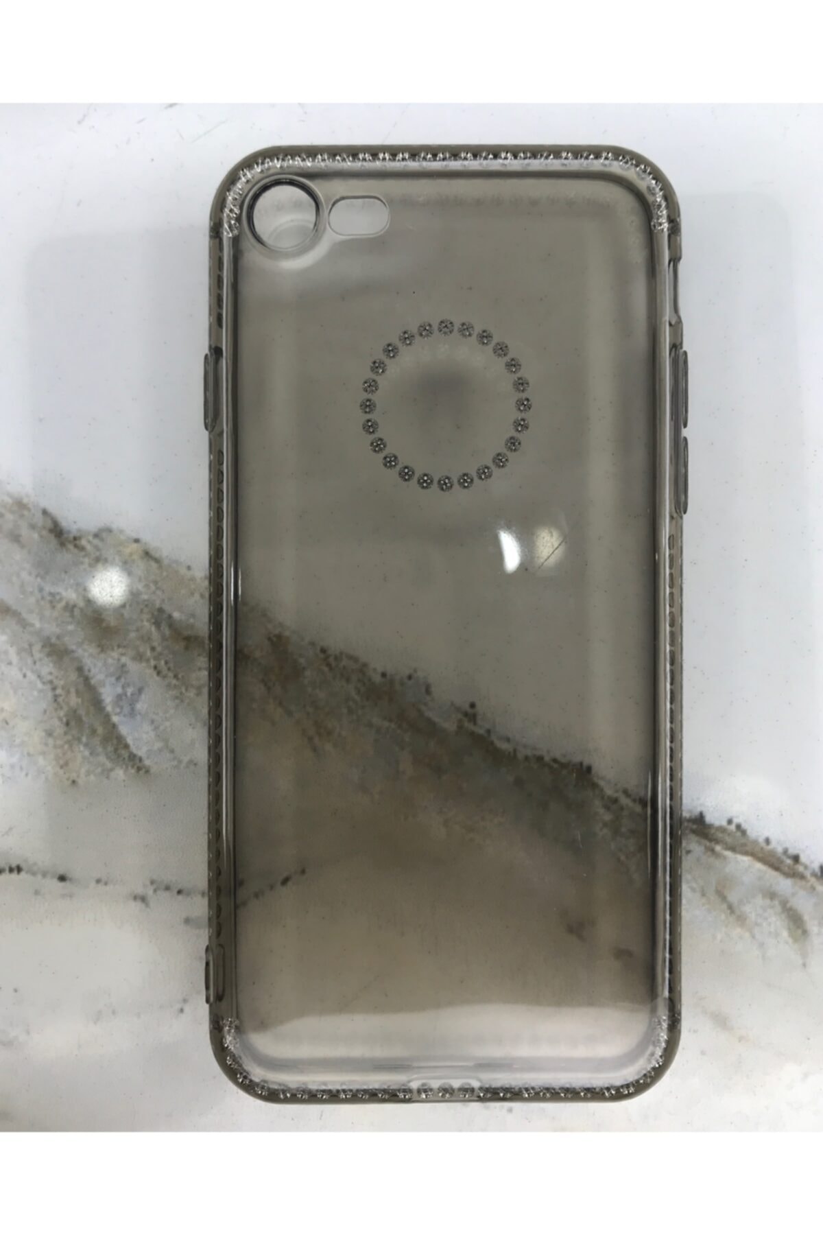 1_org_zoom Iphone 7 8 Se Uyumlu Yapay Swarovski Taşlı Telefon Silikon Şeffaf Desenli Kamera Korumalı Kılıf - Görsel 1