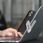 Dizüstü Bilgisayar Monitörler Için Metalik Gri Cep Telefonu Tablet Standı Ekran Destekli