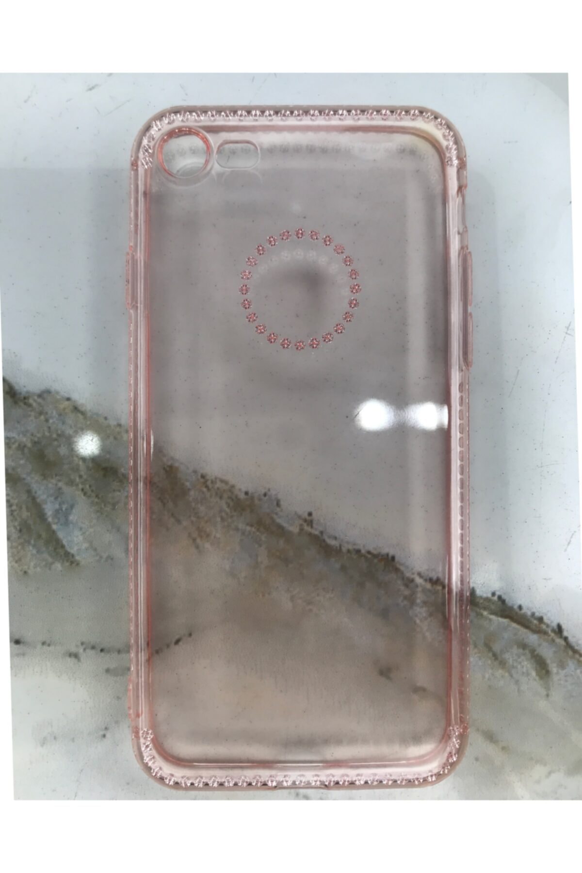 1_org_zoom Iphone 7 8 Se Uyumlu Yapay Swarovski Taşlı Telefon Silikon Şeffaf Desenli Kamera Korumalı Kılıf - Görsel 1