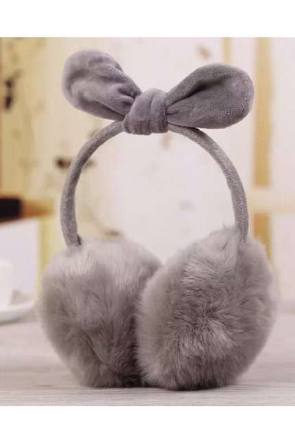 Earmuffs Kablolu Hd Ses Ve Mikrofonlu Kulaklık Sevimli Tavşan Kürklü Kış Aylarında Isıtıcılı Konfor