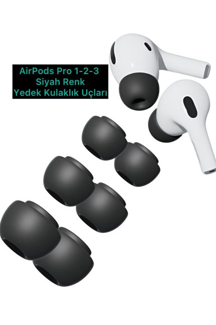 3M Airpods Pro için kulak tıkacı, Siyah Renk 3 çift silikon kulak yastığı, yedek kaymaz kulak ucu